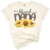 A sunflower and cheetah print design with a blessed nana quote and floral accents.
