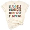 Pumpkins, flannels, hayrides, and bonfires with autumn-themed farmhouse style.
