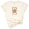 Retro psychedelic peace and groovy design with colorful vintage style.