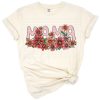 A cheerful retro boho design showing the word Mama surrounded by colorful floral elements.