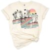 Colorful retro stripes with whimsical wildflowers in a vintage-inspired design.