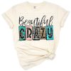 A distressed retro style graphic with the phrase beautiful crazy in colorful, bold lettering for women.