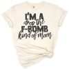 A bold humorous mom quote with grunge style lettering and playful accents.