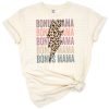 Stacked Bonus Mama phrase with a cheetah leopard print bolt and distressed animal pattern.