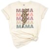 Stacked mama letters with distressed cheetah and leopard print lightning bolt accents