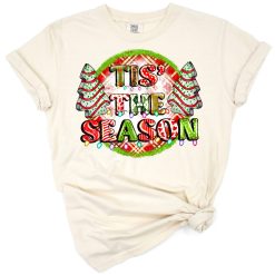 A festive retro Christmas design with leopard print accents and holiday theme.