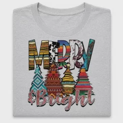 Merry Bright Western Christmas Trees DTF Transfer
