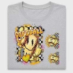 Retro Softball Smiley Face DTF Transfer