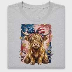 Patriotic Highland Cow DTF Transfer