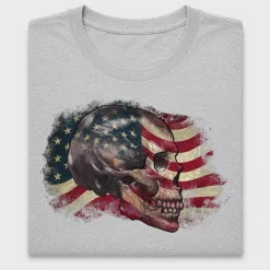 American Flag Skull DTF Transfer