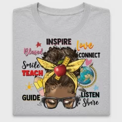 Teacher Afro Messy Bun DTF Transfer