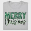 Merry Christmas Green Sequin DTF Transfer