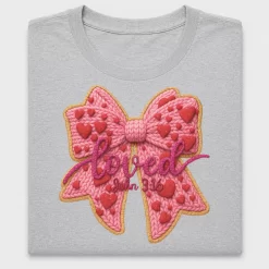 Valentine's Day Faux Knit Heart Bow DTF Transfer
