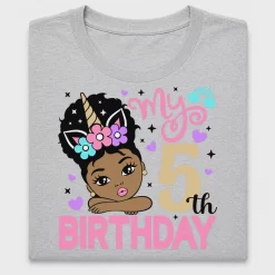 My 5th Birthday Unicorn Girl DTF Transfer
