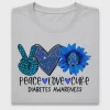Peace Love Cure Diabetes Awareness DTF Transfer