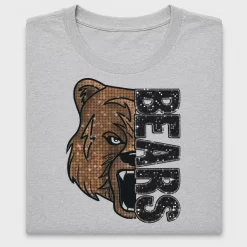 Bear Mascot Faux Glitter DTF Transfer