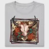 Western Bull Skull DTF Transfer for Shirts