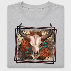 Western Bull Skull DTF Transfer for Shirts