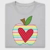 Rainbow Heart Apple DTF Transfer