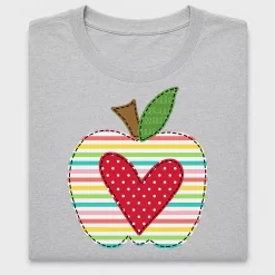 Rainbow Heart Apple DTF Transfer