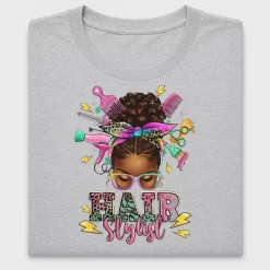 Hair Stylist Messy Bun DTF Transfer