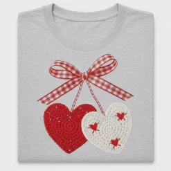 Crochet Heart Gingham Bow DTF Transfer