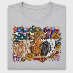 Western Cow Fourth of July DTF Transfer