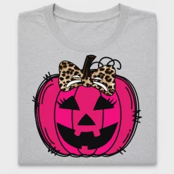 Pink Pumpkin Leopard Bow Halloween DTF Transfer
