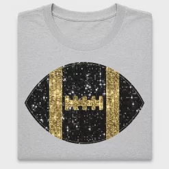 Black and Gold Sequin Football DTF Transfer