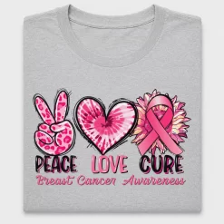 Peace Love Cure Breast Cancer DTF Transfer