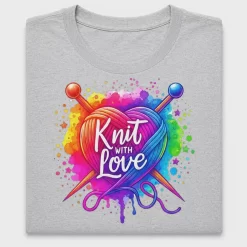 Knit With Love Heart DTF Transfer