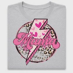 Mama Pink Heart Lightning Bolt DTF Transfer