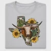 Western Longhorn Texas Map DTF Transfer