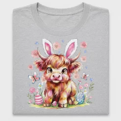 Watercolor Easter Highland Cow DTF Transfer