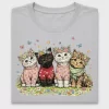 Floral Cat DTF Transfer with Flower Crowns