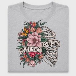Inhale Peace Exhale Chaos Floral Skeleton DTF Transfer