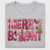 Merry & Bright Pink Christmas DTF Transfer