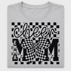 Checkered Bow Cheer Mom DTF Transfer