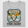 Western Bull Skull Sunflower DTF Transfer
