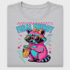 Retro Feral Girl Summer Raccoon DTF Transfer
