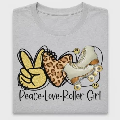 Retro Roller Girl Peace Love DTF Transfer