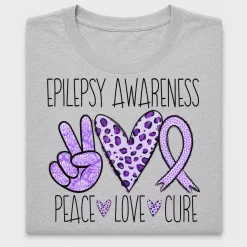Epilepsy Awareness Peace Love Cure DTF Transfer