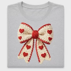 Crochet Bow Heart DTF Transfer