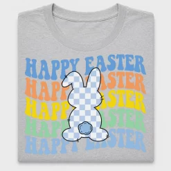 Happy Easter Checkered Bunny DTF Transfer