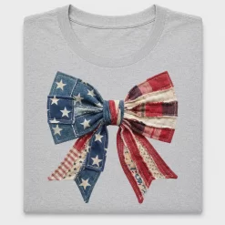 Vintage Patchwork Patriotic Bow DTF Transfer