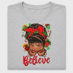 Christmas Believe Messy Bun DTF Transfer