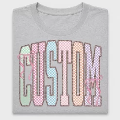 Pastel Checkered Varsity Letters DTF Transfer