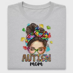 Autism Mom Messy Bun DTF Transfer