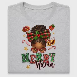Merry Mama Afro Messy Bun DTF Transfer