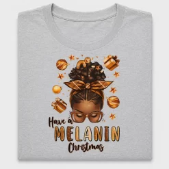 Melanin Christmas Afro Messy Bun DTF Transfer